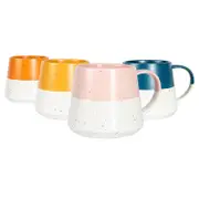 Nicola Spring 4pc Dipped Flecked Stoneware Belly Mugs Set - 370ml - Multicoloured