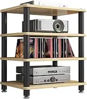 4 Layer Removable AV Media Stand,Media Storage Cabinet,Wooden Shelf and Steel Frame,for Living Room Gaming Recording Studio,Load 150kg(Brown)