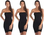[Body Beautiful Shapewear] Smooth Strapless Full Body Slip Shaper with Attachable Straps Runs small in fit. Order One Size Up (3 Black, Small/Medium), 3 Black