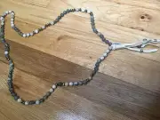 Chan Luu NWT Sterling silver 38" matte lab mix W/leather fringe Bead nec