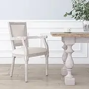 Dining Chair Linen,Elegant Linen Dining Chair with French Style Armrests for Kitchen or Dining Room Dining Furniture, Dining Chairs