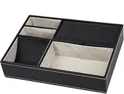[Fxvhojq] Men's Valet Tray with 5 Compartments Decent Valet Tray Organizer Faux Leather Nightstand Organizer Valet Dresser Box Bedside Table Organizer
