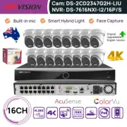 Hikvision 16CH 4K NVR CCTV Security System 4MP IP Camera Lot Mic ColorVu PoE