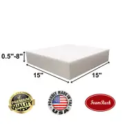 FoamRush 15" x 15" High Density Upholstery Foam Cushion (Made in USA)