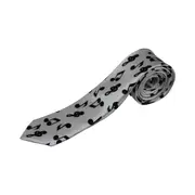 Mens White & Black Musical Notes 5Cm Skinny Neck Tie