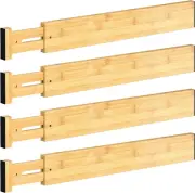 4 PCS Drawer Divider, 17"-22" Adjustable Bamboo Drawer Dividers Organizers, Expa