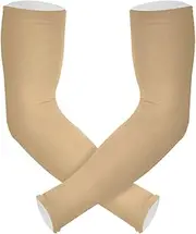 [Yoogain] UV Protection Arm Sleeves Burly Wood Solid Color Pure Plain Compression Sleeves Sun & UV Protection High Elasticity cubre brazos, Burly Wood Solid Color Pure Plain