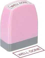 uxcell Well Done Notice Stamp Self Inking, Red Ink Office Stamps Pre Inked Message Stamp Refillable Business Stamp, Pink