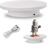 fotoconic Motorized Rotating Display Stand, 8 Inches Electric Turntable, White Revolving Base for 360 Degree Product Images or Jewelry, Collectible Display