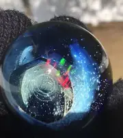 Glass Space Marble 38mm Aurora Borealis￼ Rainbow Opal 24k Gold Fume ￼ Sculpture