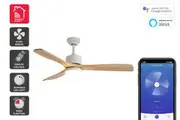 Kogan SmarterHome 132cm DC Motor Ceiling Fan with LED Light (White & Natural)