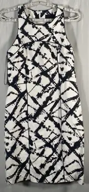 Cynthia Rowley Dress Womens 4 Black White Career Sleeveless Piped