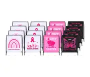 12 Bags Pink Ribbon Breast Cancer DrawstrinG Bags Breast Cancer Awareness Gift