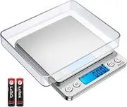 AMIR Digital Kitchen Scale 500g/ 0.01g Pro Cooking Scale with Back-Lit LCD Display Accuracy Pocket Food Scale 6 Units Auto Off Tare PCS Function Stainless Steel Batteries Included (Silver)