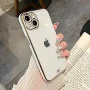 ZTOFERA Clear Case for iPhone 14 Plus 6.7", Transparent Soft TPU Bumper Shockproof Gold Edge Slim Phone Cover for iPhone 14 Plus 6.7 inch - White