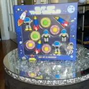 New Eccolo out of this world set of 12 space spaceship astronaut puzzle erasers