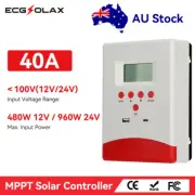 40A MPPT Solar Charge Controller 12V/24V Regulator Lithium AGM Gel Battery USB