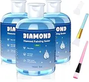 GHHKUD Diamond Painting Sealer 450ML with 3 Brushes, DIY 3Pack Diamond Art Glue, 5D Diamond Painting Accessories Permanent Hold Shine Effect Sealer for Gem & Puzzle Glue(Blue)