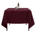 Waysle Square Tablecloth, 85 x 85 Inch, Burgundy Table Cloth for Square or Ro...
