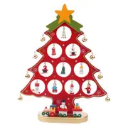 Toy Wooden Christmas Tree Mini Tabletop Christmas Tree Ornaments for Xmas Home Decor -Red
