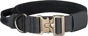 EXCELLENT ELITE SPANKER 1.5" Width Dog Tactical Collars Adjustable Military Dog Collar Soft Hook & Loop Padded Dog Collar with Control Handle (Black)