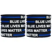 10 Blue Lives Matter Bands Thin Blue Line Law Enforcement Wristband Bracelets