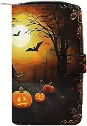 [LQWOK] Wallet, Halloween Party Printed Wallet,travel Wallet,durable Wallet,portable Wallet,universal Wallet,leather Wallet, halloween Party, 19.7x11x3.5cm, Modern