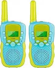 Walkie Talkies for Kids 22 Channels 2 Way Radio Toy with Backlit LCD Flashlight, 3 KMs Range for 3-12 Year Old Boys Girls Outside, Camping, Hiking (2 Pack, Green)