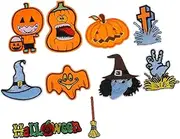 NUOBESTY 10 Pcs Halloween Iron Patches Charming Pumpkin Skull Stickers for Creative DIY Garment Accessories for Halloween Apparel and Crafts