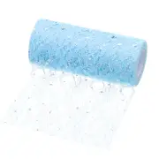 6" Lace Sequin Tulle Ribbon Glitter Netting Fabric 10 Yards, Light Blue