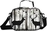 Deer Forest Retro Insulated Lunch Box for Women Men - Ideal for Work, Picnics - Includes Adjustable Shoulder Strap