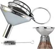 Stainless Steel Funnel Set, Small Food Grade Funnels, Multi-Purpose Transferring Tool with Cleaning Brush, Ideal for Oil Liquid Jam Dry Ingredients and Powder