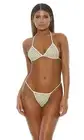 White Bead w/ Gold & Green Chain Detail Micro Extreme Triangle Top & G-String Th