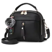 Girl Messenger Bags with Fair Ball Tassel Fashion PU Leather Handbag for Women Female Shoulder Bags Ladies Party Handbags