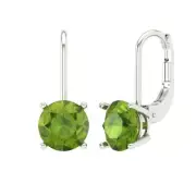 3 ct Round Cut Natural Peridot Drop Dangle Gift Earrings Solid 14k White Gold
