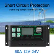 60A MPPT Solar Power Panel Regulator Charger LCD Controller 12-24V Auto Dual USB