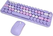 Ergonomic Full Size Typewriter Keyboard with Wireless Mouse, Wireless Keyboard and Mouse Combo, Computer Keyboard and Mouse Set for Home Office (Purple Theme)