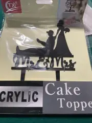 Acrylic wedding cake topper groom pulled by my bride