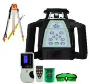 Auto Self-leveling Rotating Rotary Laser Level w Tripod and Staff Green GSW301G