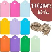 DAHAUU 360 Pcs Gift Tags with String, 10 Colors Blank Kraft Paper Price Tags for Gifts Crafts Wedding Christmas