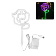 Catzon LED Rose Neon Sign USB/Battery Operated Decorative Night Lamps for Home Accessories-Purple