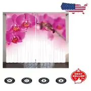 108" x 90" Pink Ombre Floral Blackout Curtains - Elegant Home Decor Drapes