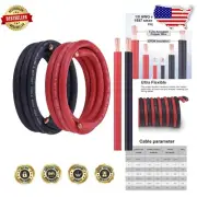 Oxygen-Free 1/0 Battery Cable - 10FT Heavy Duty for Solar, Marine & DIY Projects