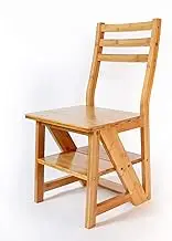 Outdoor Home Dual-Purpose Step Stool,Stairs Chair Ladder Chair Fold Climb up Multifunction Creative Dual Use Chair Ladder Bamboo,Walnut