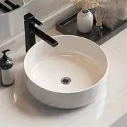 Cefito Bathroom Basin Vanity Sink, Ceramic Hand Wash Basins Vessel Sinks Above Counter Top Tools Kitchen Home Improvement, Round Shape High Gloss Finish Scratch-Resistant White