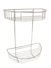 (36046) Shelf Double Curve Hooks Bath Wall Oval Metal Chrome