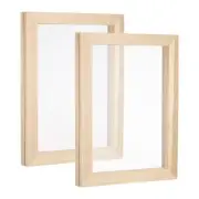 2Pcs 9.8"x7.5" A5 Wooden Paper Making Mould Deckle Frame, Natural Color
