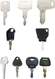 Shinekoo 9PCS Ignition starter Key Set Agricultural/Excavator Machinery for Caterpillar, Hitachi, Kobelco, Komatsu, Kubota For Digger - Plant - Dumper - Tractor - Dozer - Roller