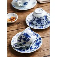 在飛比找ETMall東森購物網優惠-日本進口餐具 藍凜堂日式釉下彩青花咖啡杯配碟套裝茶杯碟紅茶杯