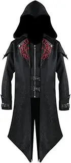 [DLSNZ] Men's Steampunk Vintage Tuxedo Jacket Renaissance Medieval Hooded Robe Vampire Halloween Costume Goth Gothic Tailcoat